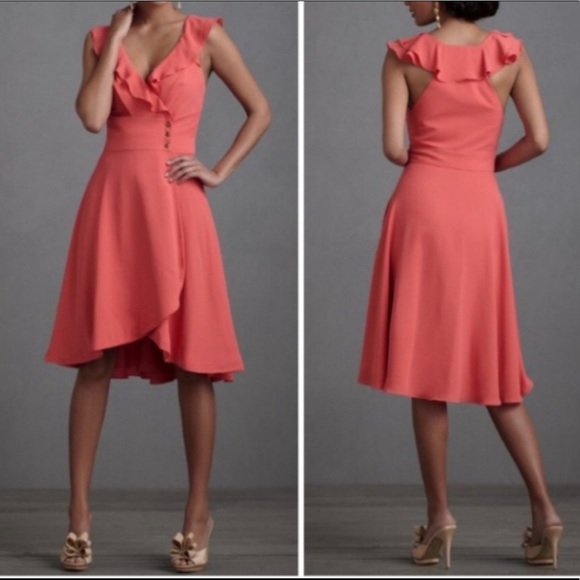 Anthropologie Dresses & Skirts - Anthropologie Quillaree Coral Pink Wrap Dress